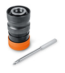Nagy furatok fúrásához fémben. Megfelelő minden FEIN keményfém lyukfűrészhez és magfúróhoz QuickIN PLUS szerszámbefogóval. Optimális 40 mm-es