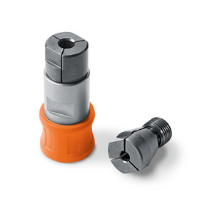 Menetfúró adapter 2 szorítópatronnal 4,5 és 6 mm-es szárátmérőhöz M4 / M5 / M6 / M8 menet vágásához. A menetfúró megbízható tartása a négylapú
